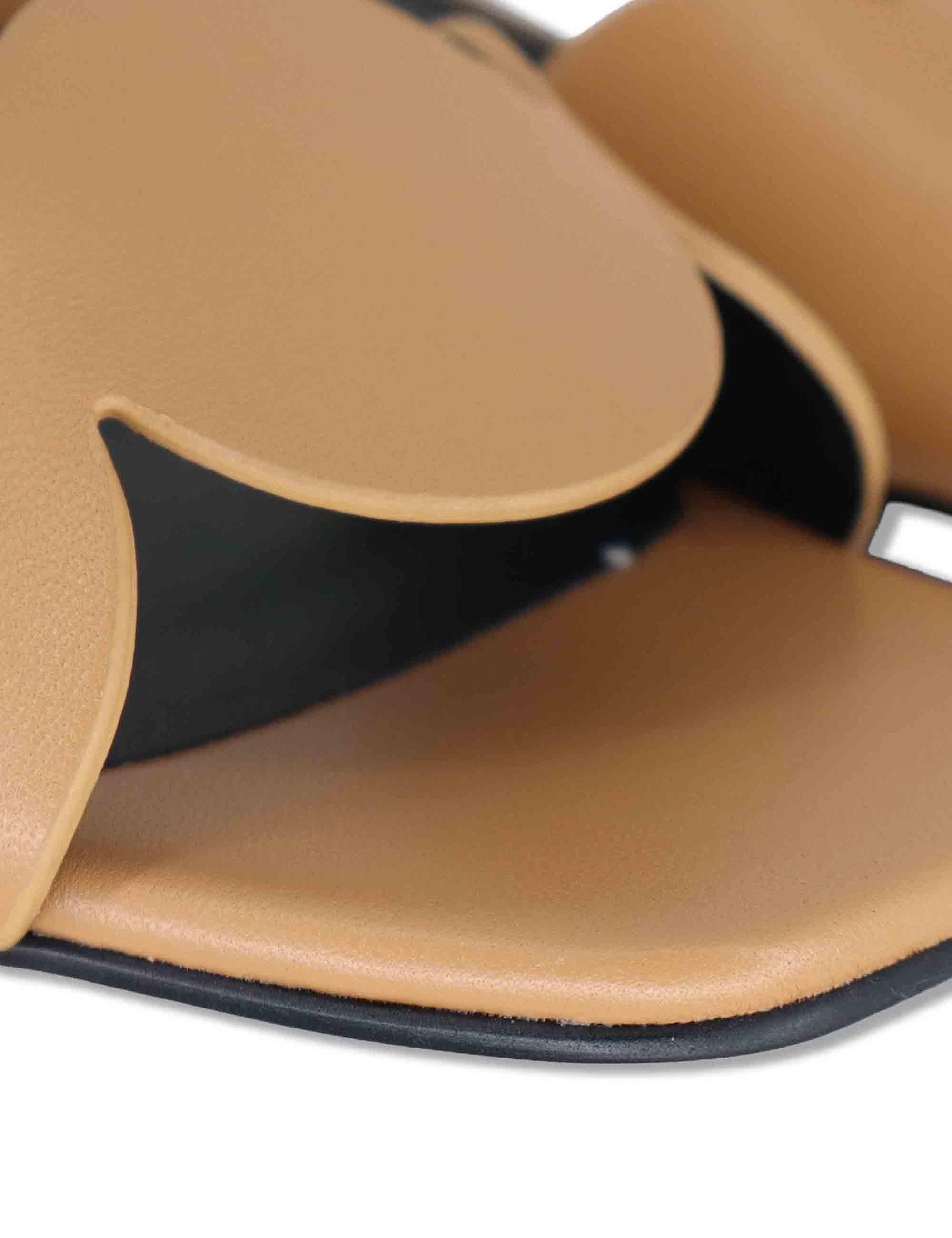 Sandali donna in pelle camel con cinturino alla caviglia e tacco basso Onami 623Z10VK 94-CAMEL Bibi Lou 