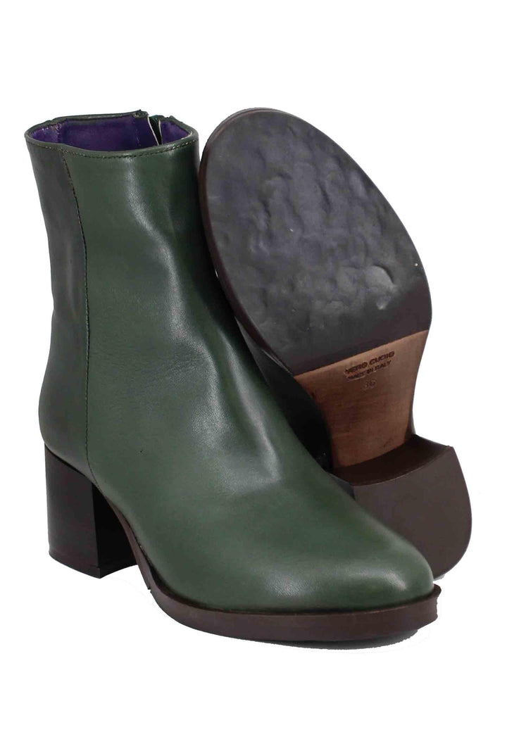 Stivaletti donna in pelle verde tacco basso TR1322/G 47 L'Arianna 