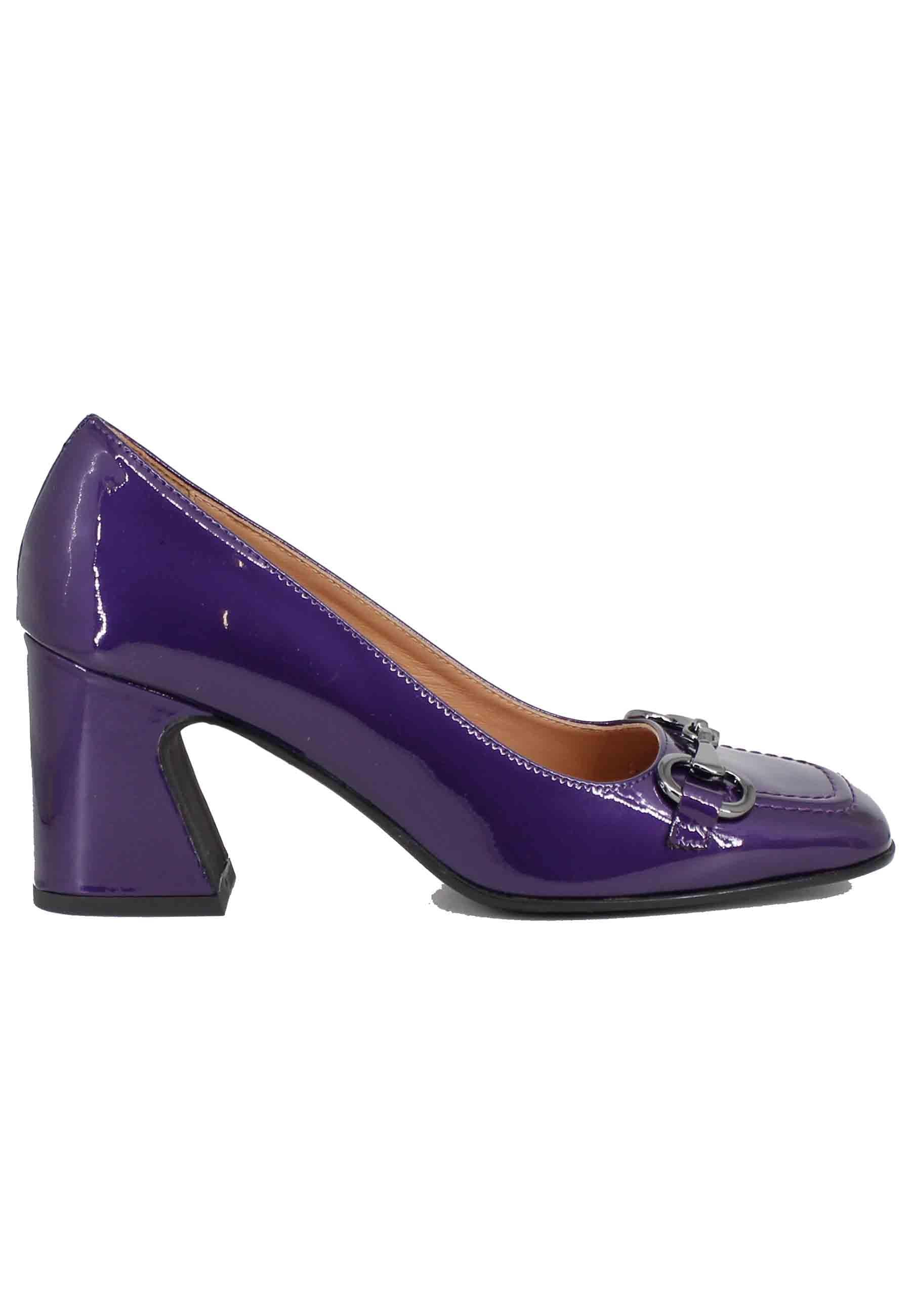 Decollete donna in vernice viola con punta quadra morsetto e tacco alto SPK2202 037 Spatarella 