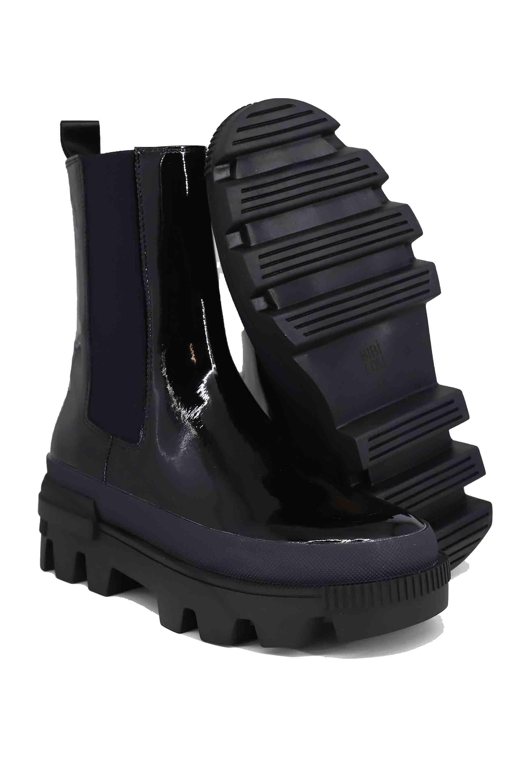 Stivaletti donna in vernice nera con fondo carrarmato Violet 830T10VK 001 Bibi Lou 