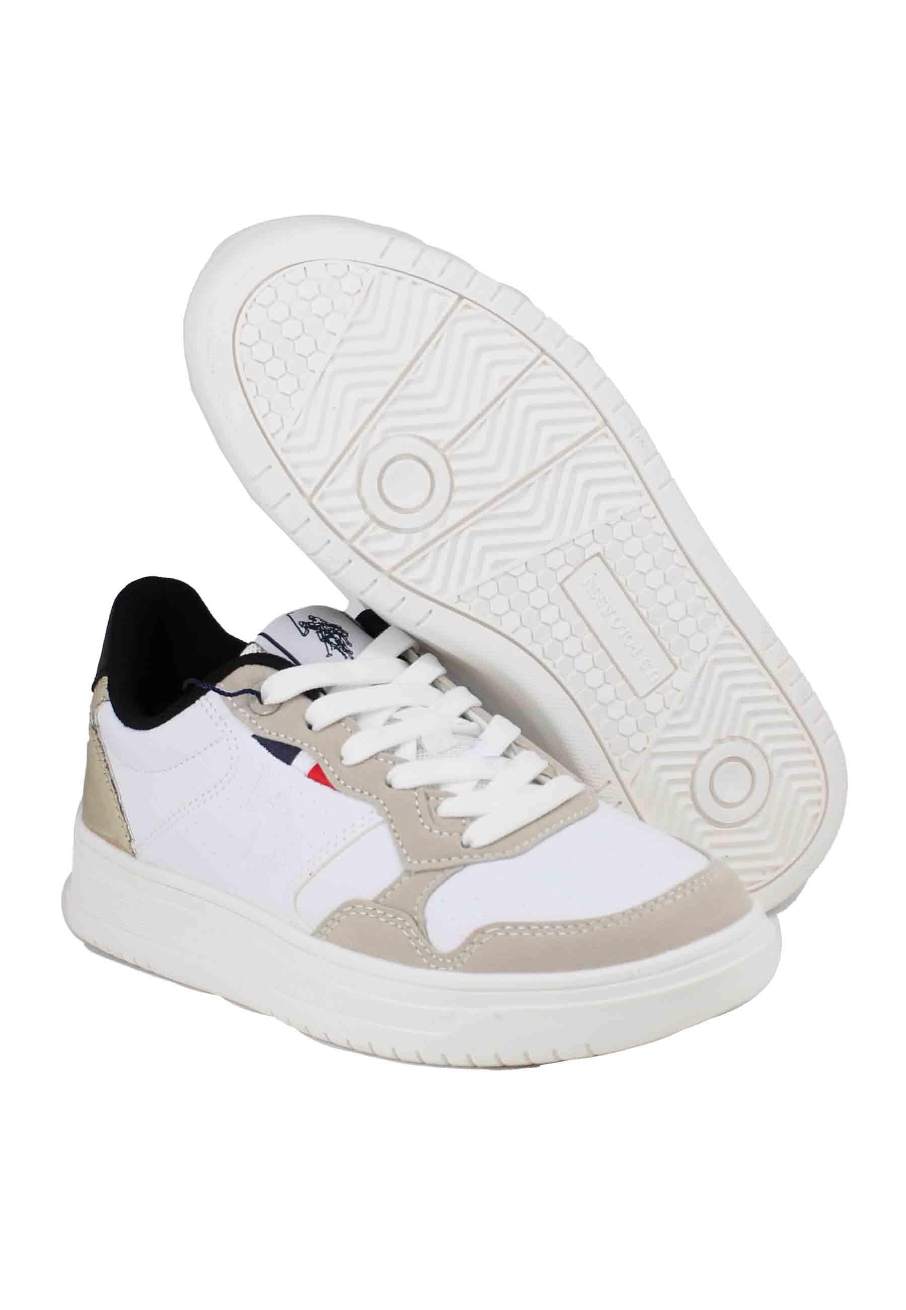 Sneakers donna in eco pelle vintage bianco e oro KOSMO002 WHI-GOL01 U.S. Polo Assn. 