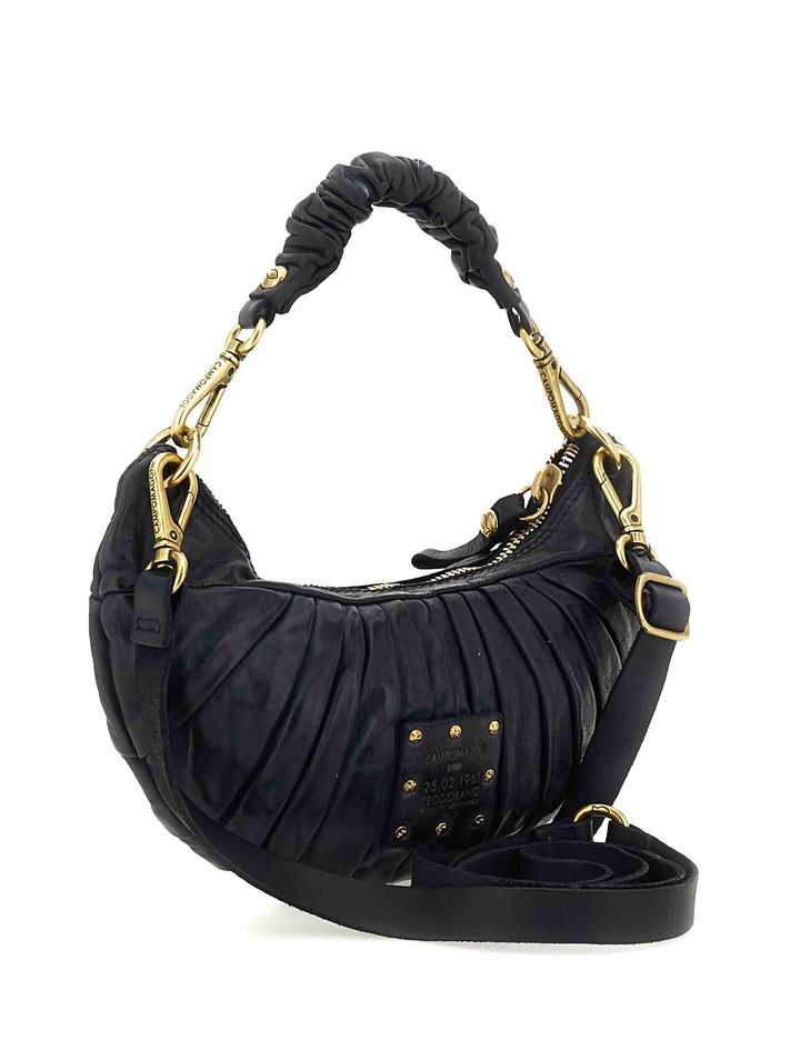 Borse donna Luna in pelle blu plissettata con tracolla monospalla C044070ND X2982 C3001 Campomaggi 