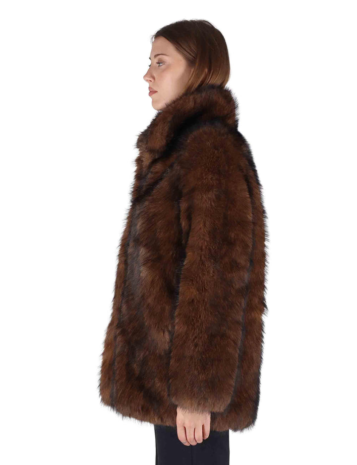 Cappotti donna in eco fur marrone SP25297 DARK BROWN Spatarella 