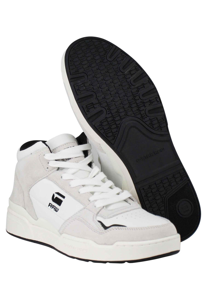 Sneakers a stivaletto uomo Attacc Mid in pelle bianca con riporti neri 2212 040711 1000 G-Star Raw 