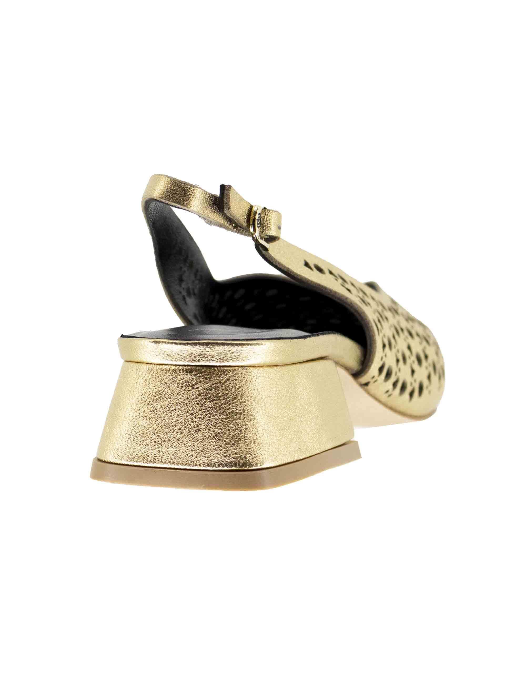 Slingback donna in pelle oro forata CH2525/G 032 L'Arianna 