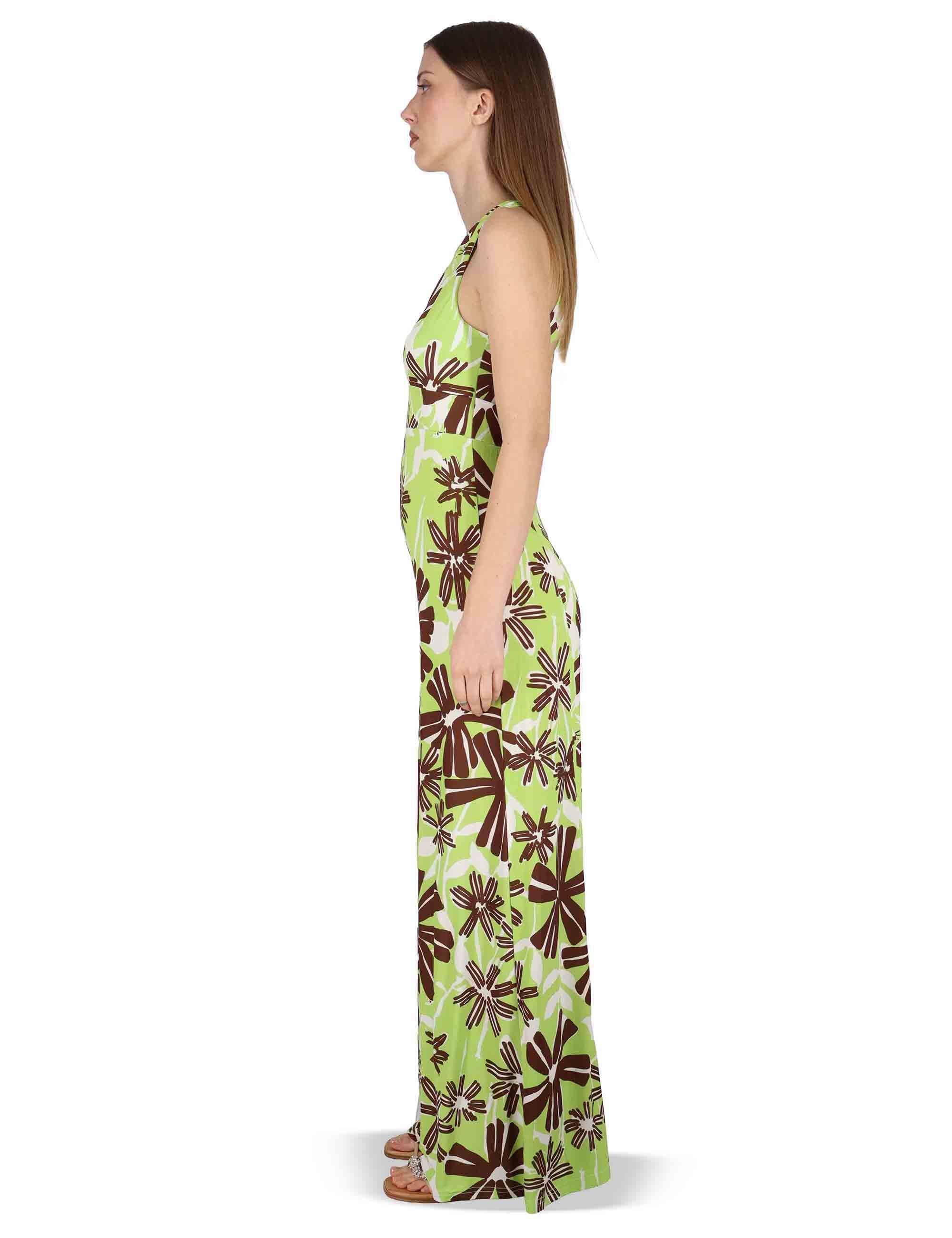 Tute Long Sleeve Jumpsuit in jersey verde a fantasia con spalle scoperte JFATU0001-E2715-1244 7046 Justmine 