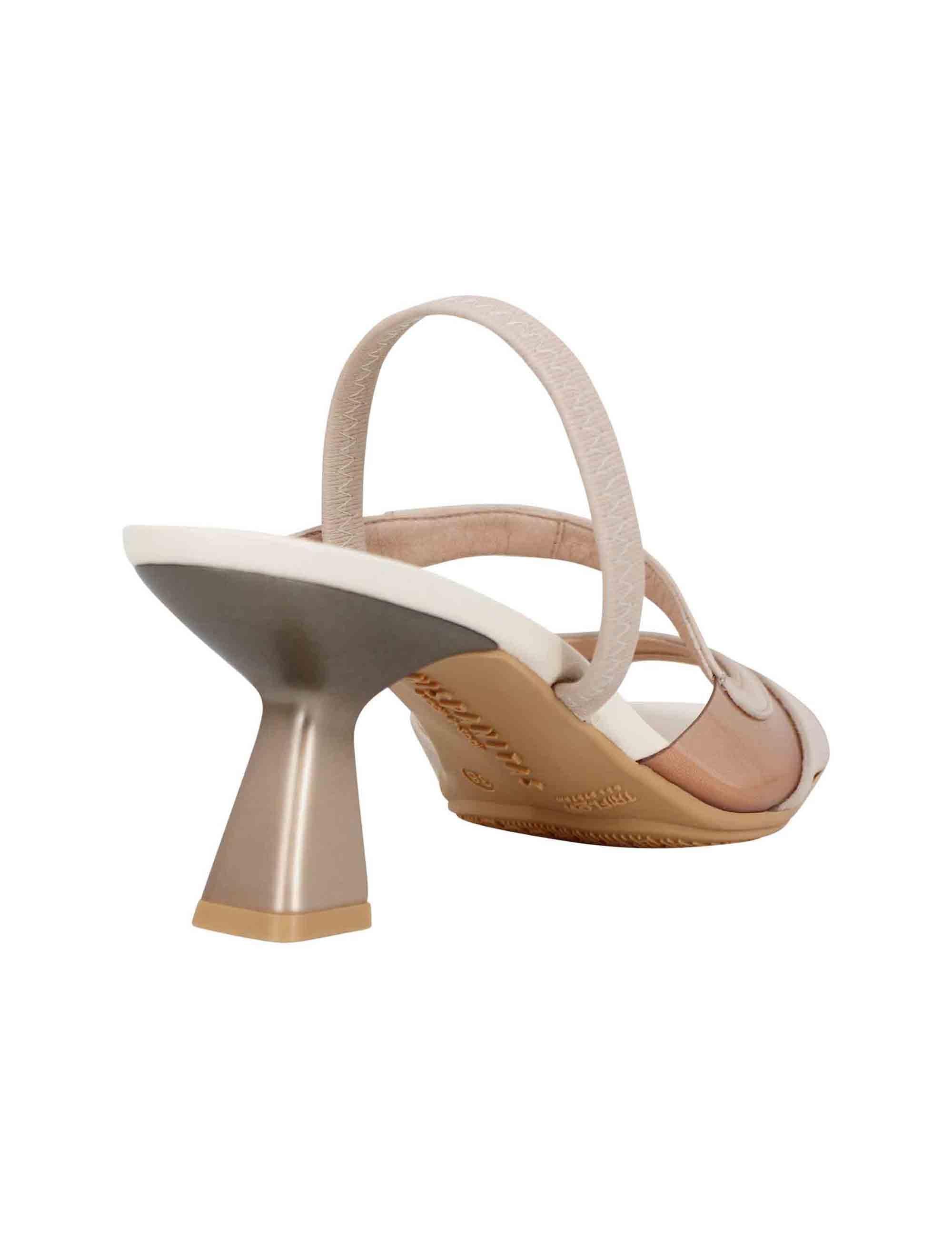 Sandali slingback donna in pelle panna con punta quadra HV243402 C004 Hispanitas 