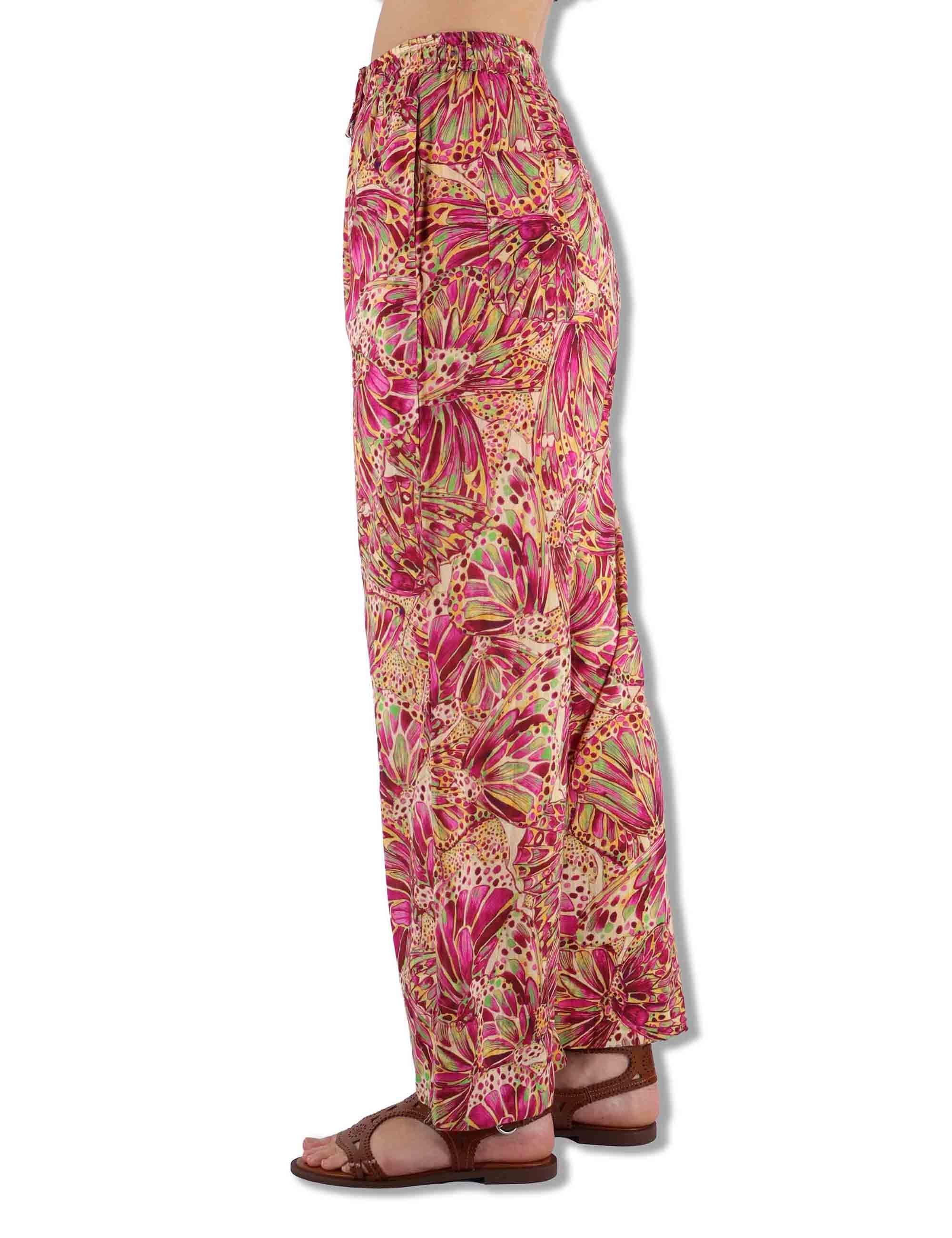 Pantaloni donna Sweet Butterfly in leggero cotone a fantasia rosso JH805415217 B7008 Maliparmi 