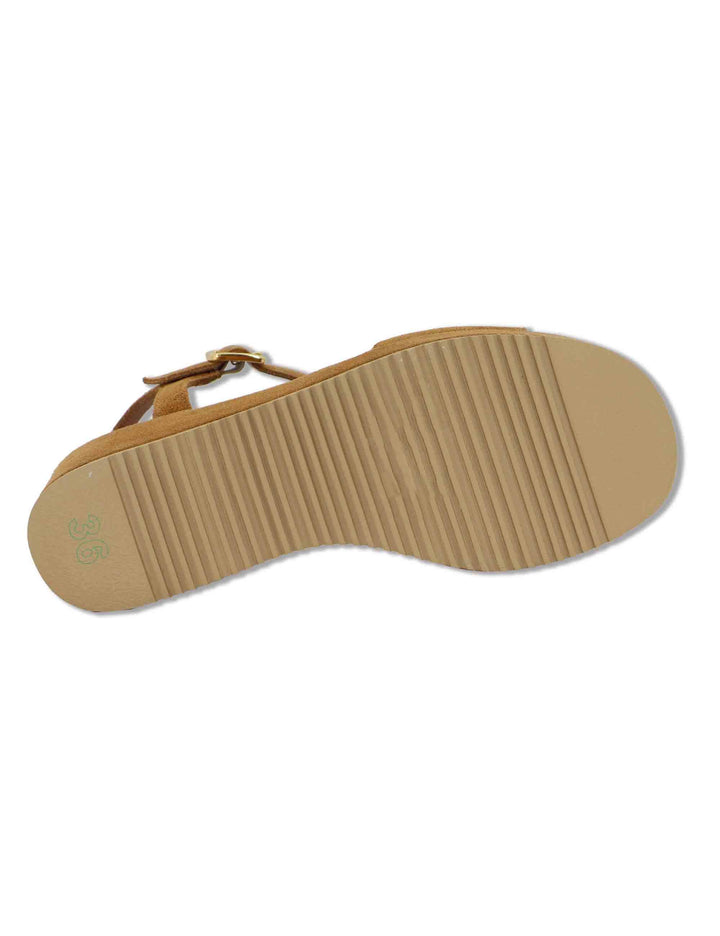 Sandali donna in camsocio cuoio con cinturino alla caviglia e zeppa media KEDAR BS NEWCUOIO Unisa 