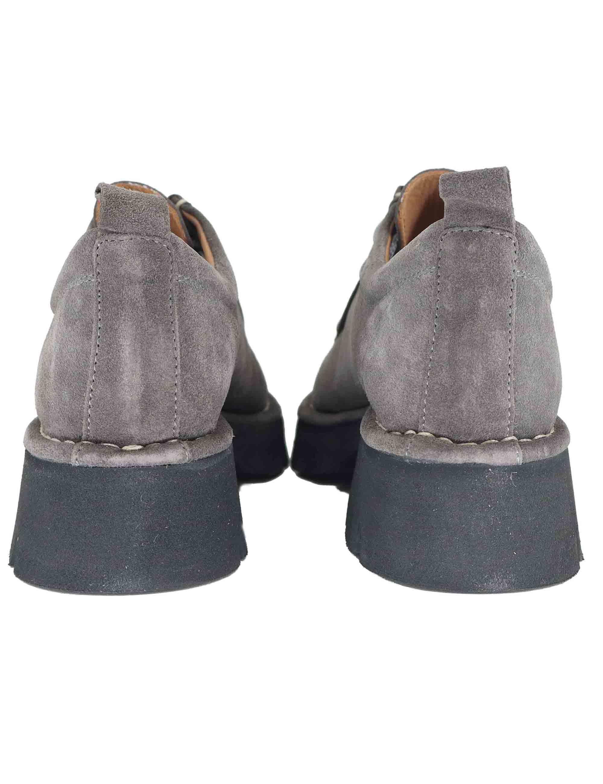 Stringate donna in crosta grigia con suola alta in gomma SP45081 066 Spatarella 