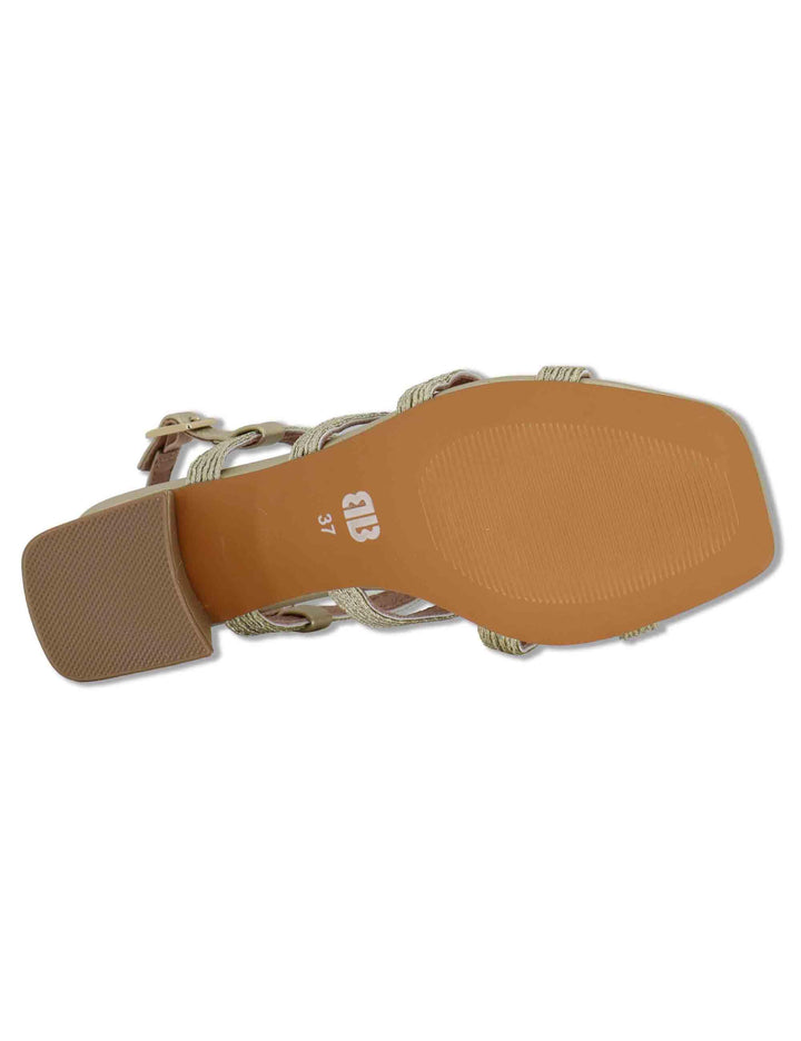 Sandali slingback donna in pelle e tessuto oro con tacco alto Meli 876Z94HG 04-ORO Bibi Lou 