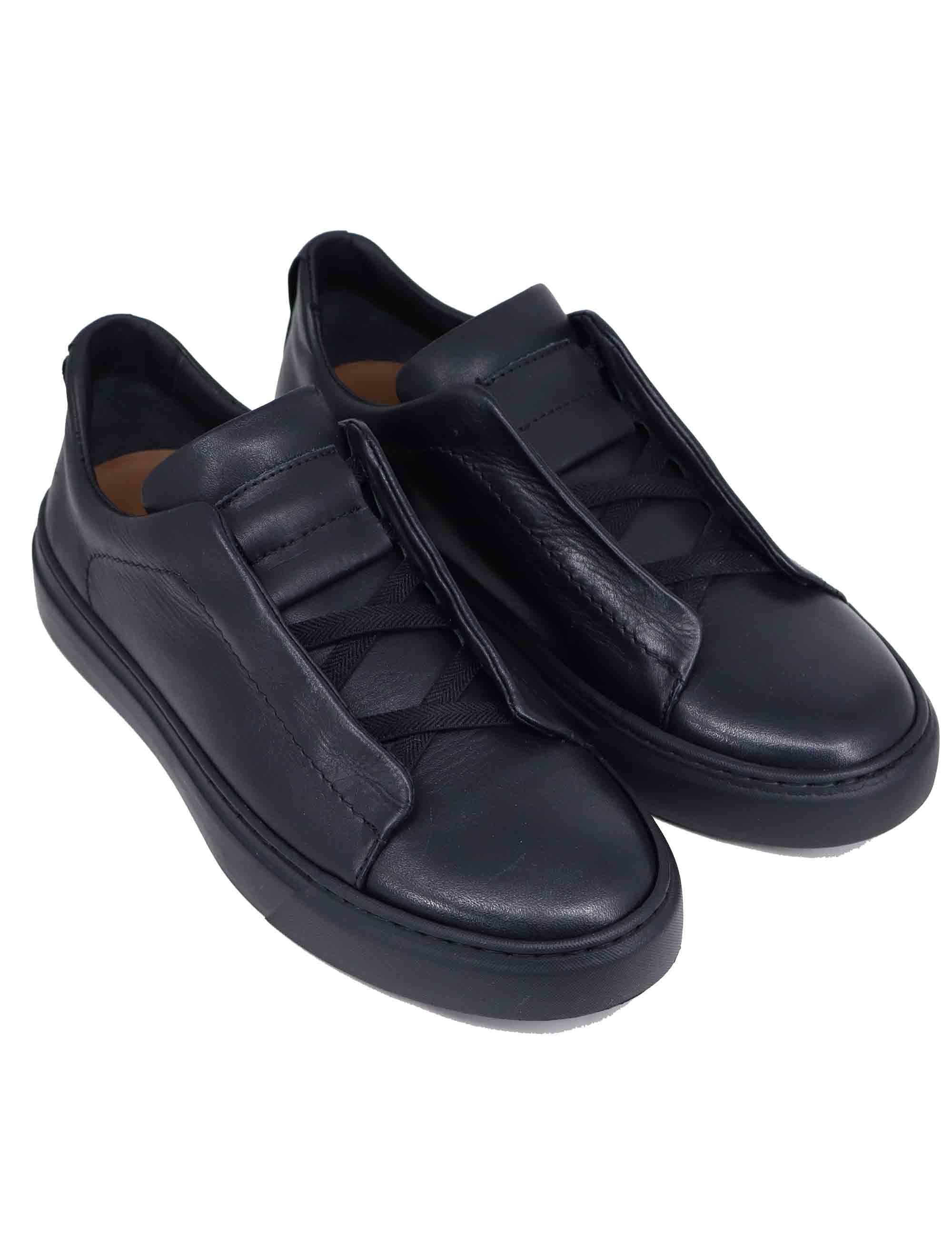 Sneakers uomo in pelle nera con elastici SP8460 001 Spatarella 