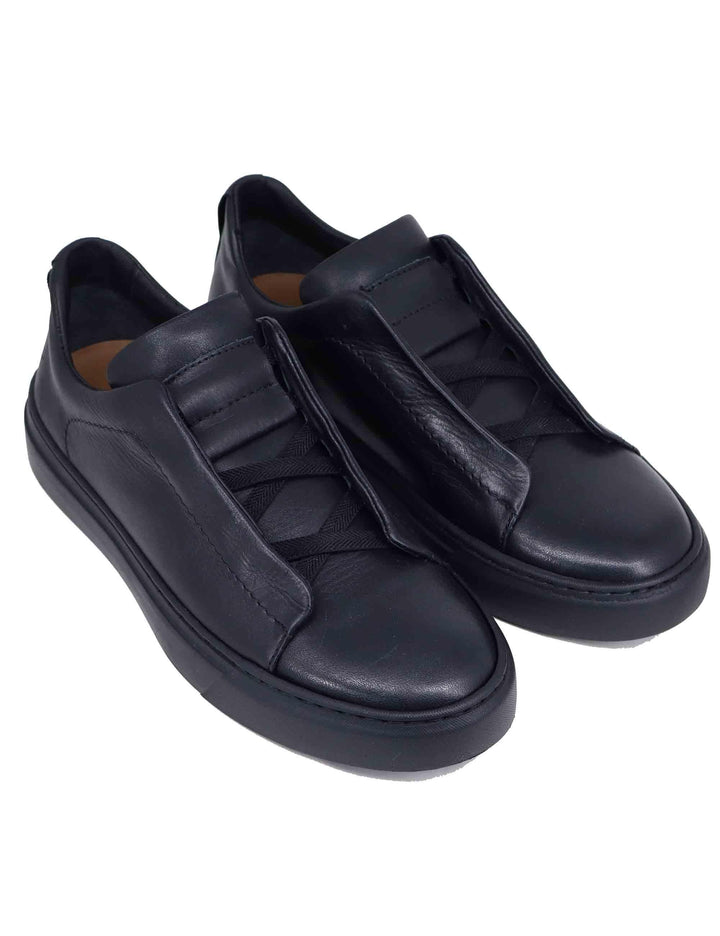 Sneakers uomo in pelle nera con elastici SP8460 001 Spatarella 