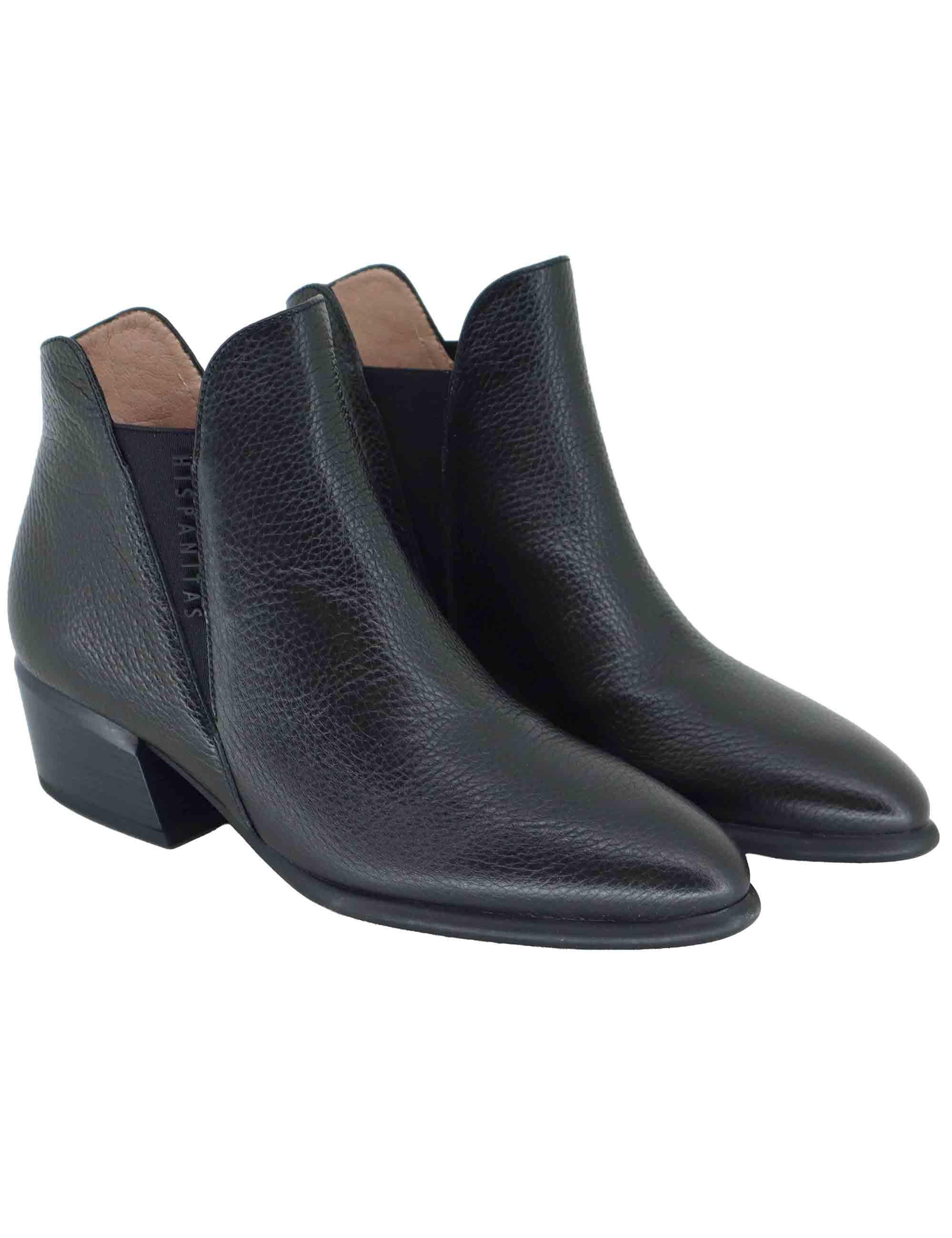 Stivaletti texani donna in pelle nera con elastici laterali PHI254383 C011 Hispanitas 