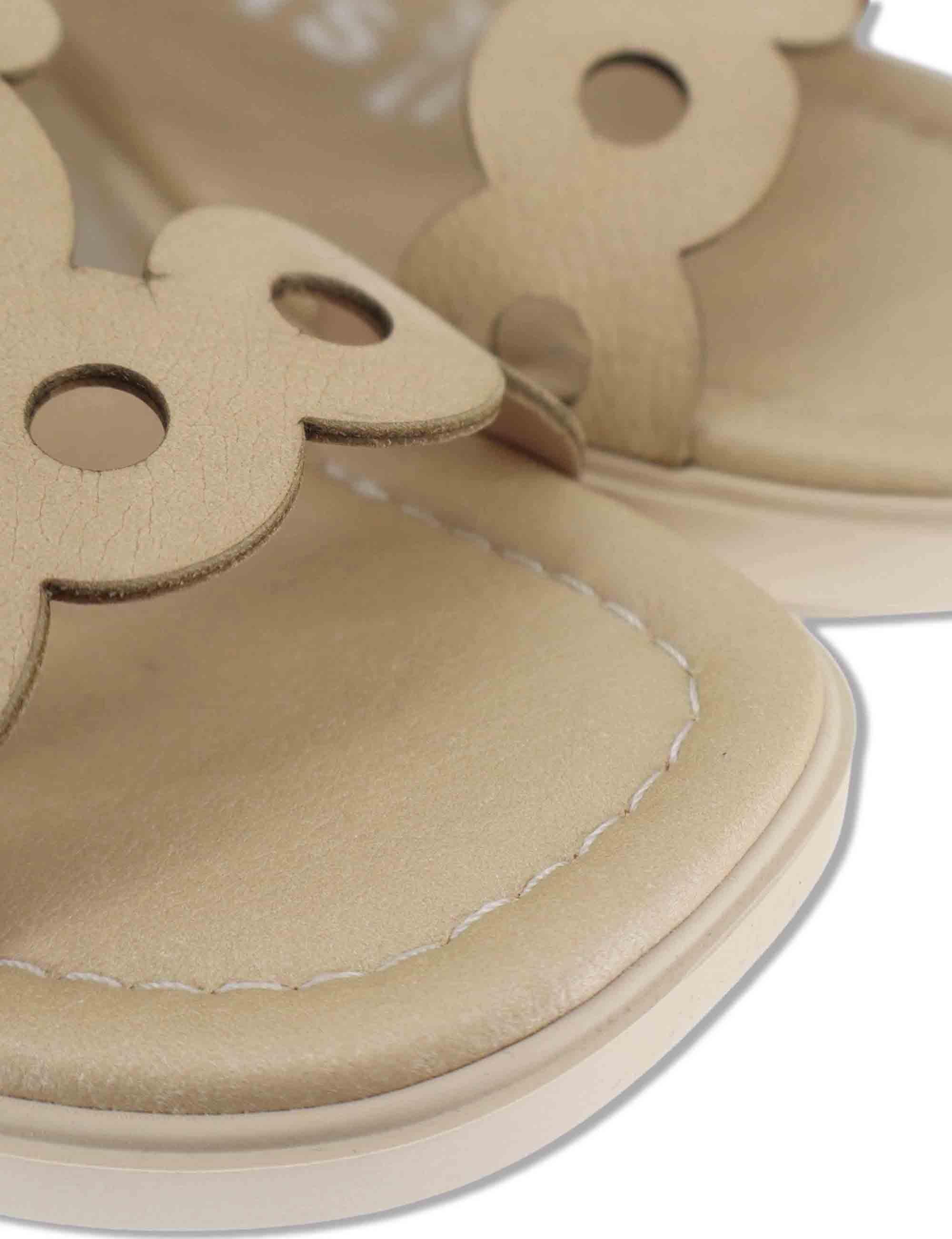 Sandali donna slingback in pelle beige con tacco in gomma ultra soft D-2306 020 Wonders 