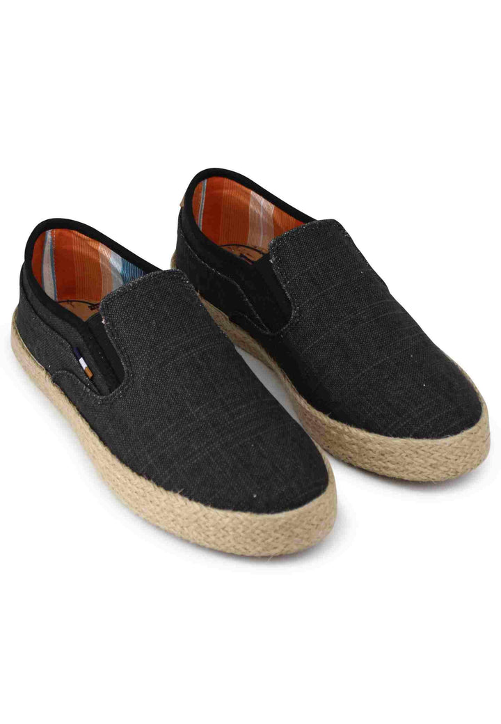 Mocassini uomo Calypso Slip On Rope in tessuto nero con suola in corda WM31033A 062 Wrangler 