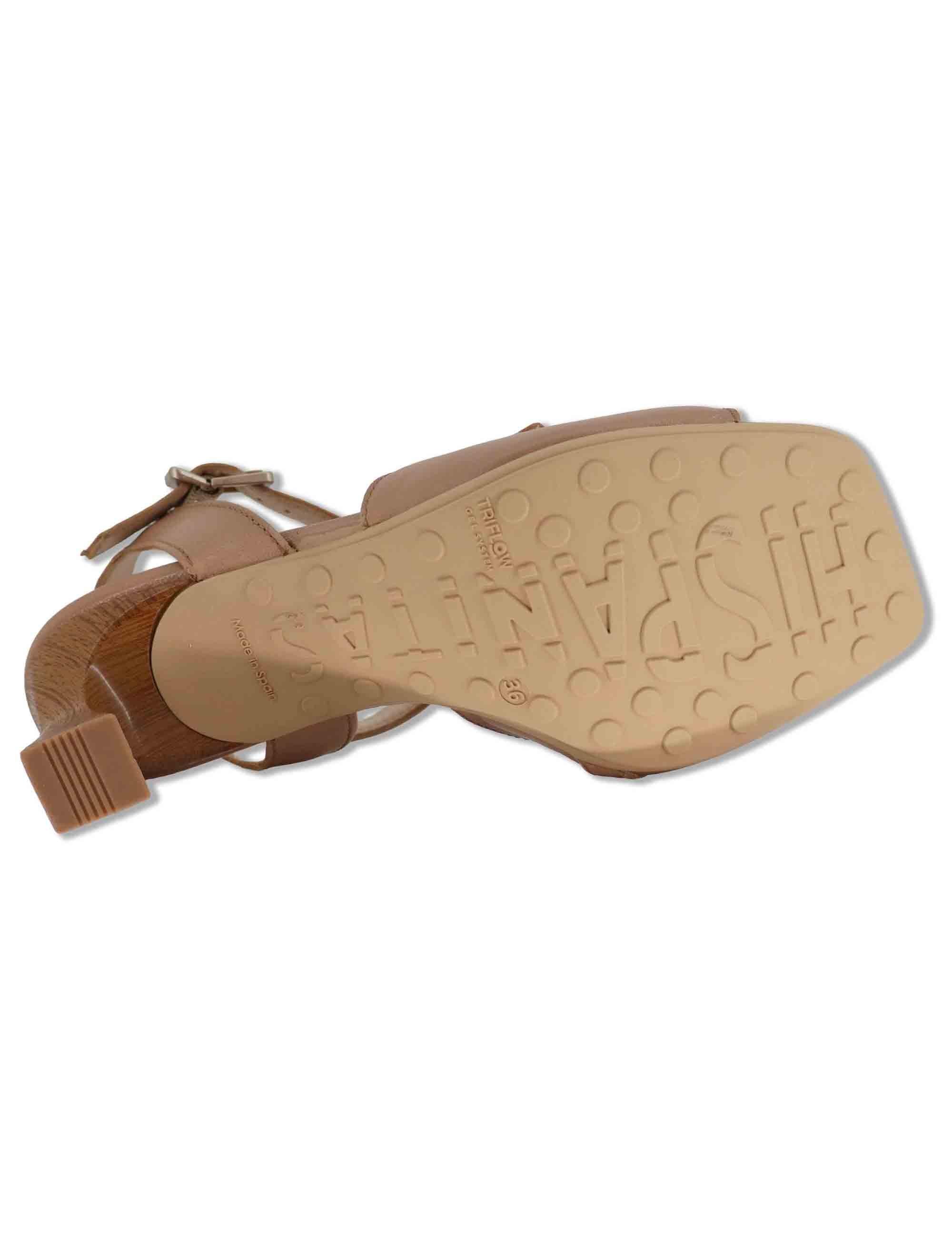Sandali donna in pelle taupe con cinturini regolabili e tacco medio HV264814 ALMOND Hispanitas 