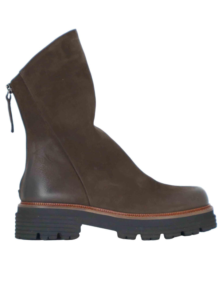 Stivaletti donna in nabuk marrone con zip posteriore e fondo carrarmato SP3270 014 Spatarella 
