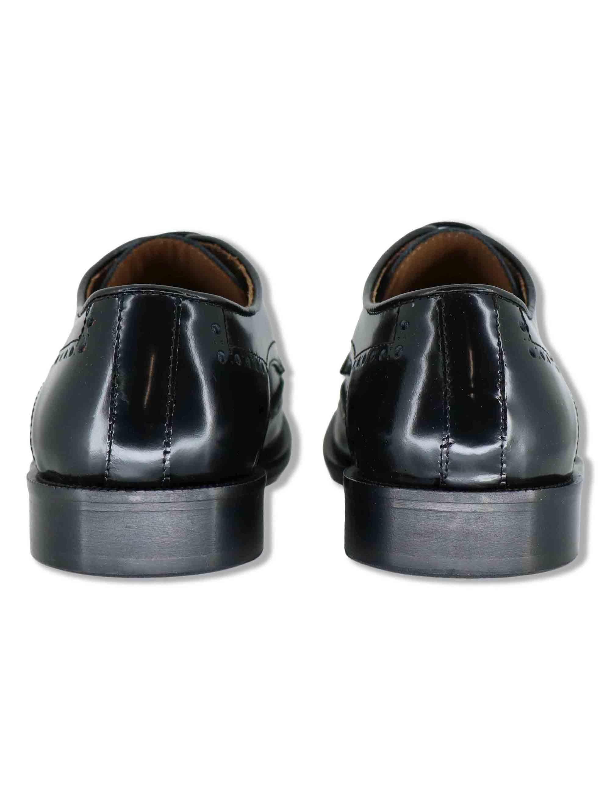 Stringate uomo in pelle nera con impunture all'inglese e suola in cuoio SPDU608 001 Spatarella 