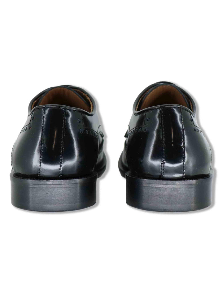 Stringate uomo in pelle nera con impunture all'inglese e suola in cuoio SPDU608 001 Spatarella 