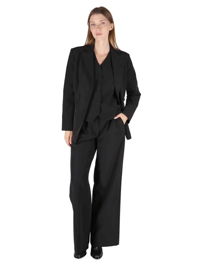 Giacche donna in misto viscosa naturale nera a doppiopetto OABGA0025-0511 9999 Justmine 