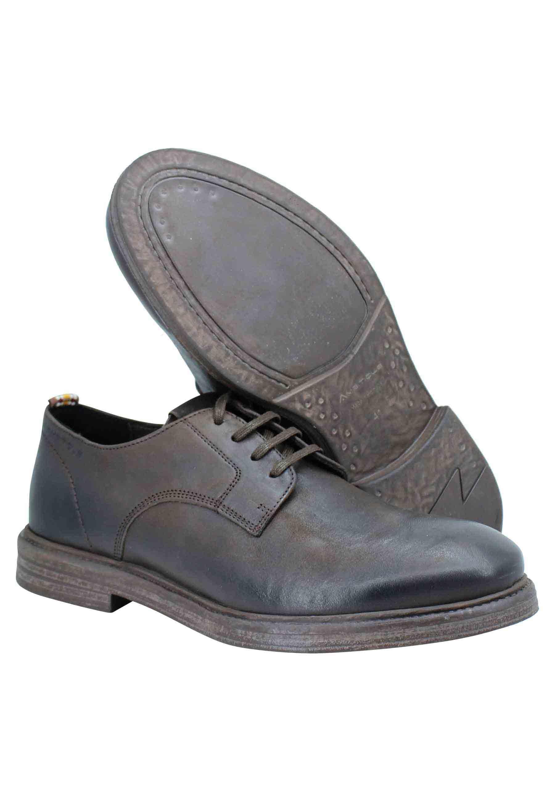 Stringata uomo in pelle marrone suola in gomma e sottopiede memory foam 11071 014 Ambitious 