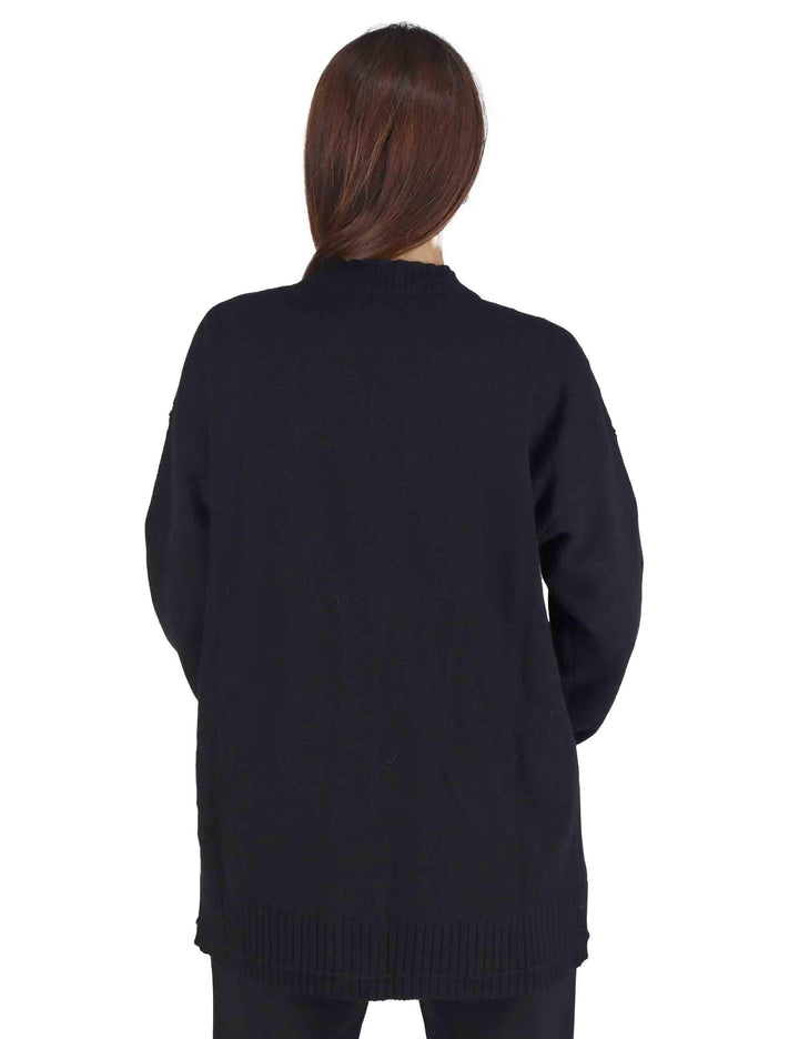 Cardigan donna Cahemire Merinos in lana nero con scollo a V JN370574315 20000 Maliparmi 