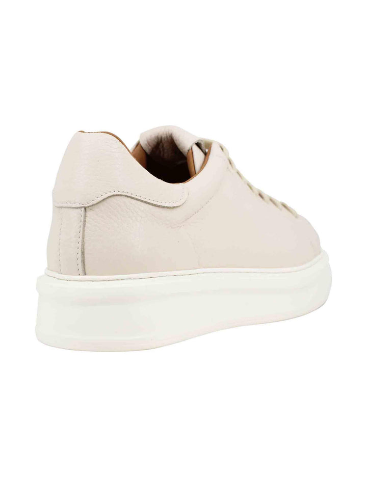 Sneakers uomo in pelle beige martellata con suola alta in gomma TAGO 5 015 Rogal's 