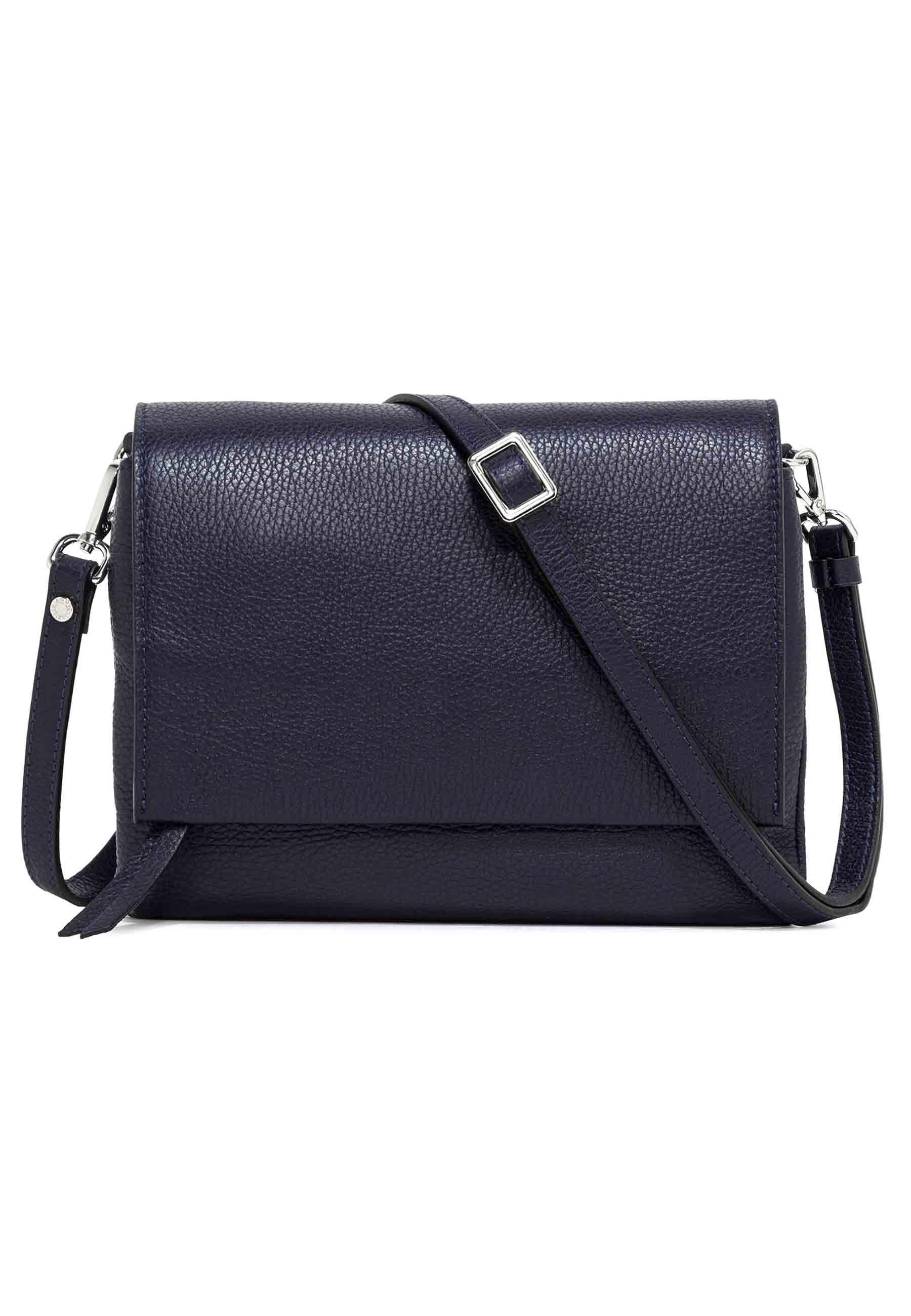 Borse donna Three in pelle blu con tracolla removibile tono su tono BS4364 COMM GRN 0208 Gianni Chiarini 