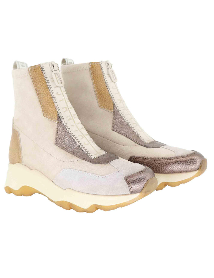 Sneakers donna in pelle e tessuto grigio con suola alta in gomma CHI254321 C003 Hispanitas 