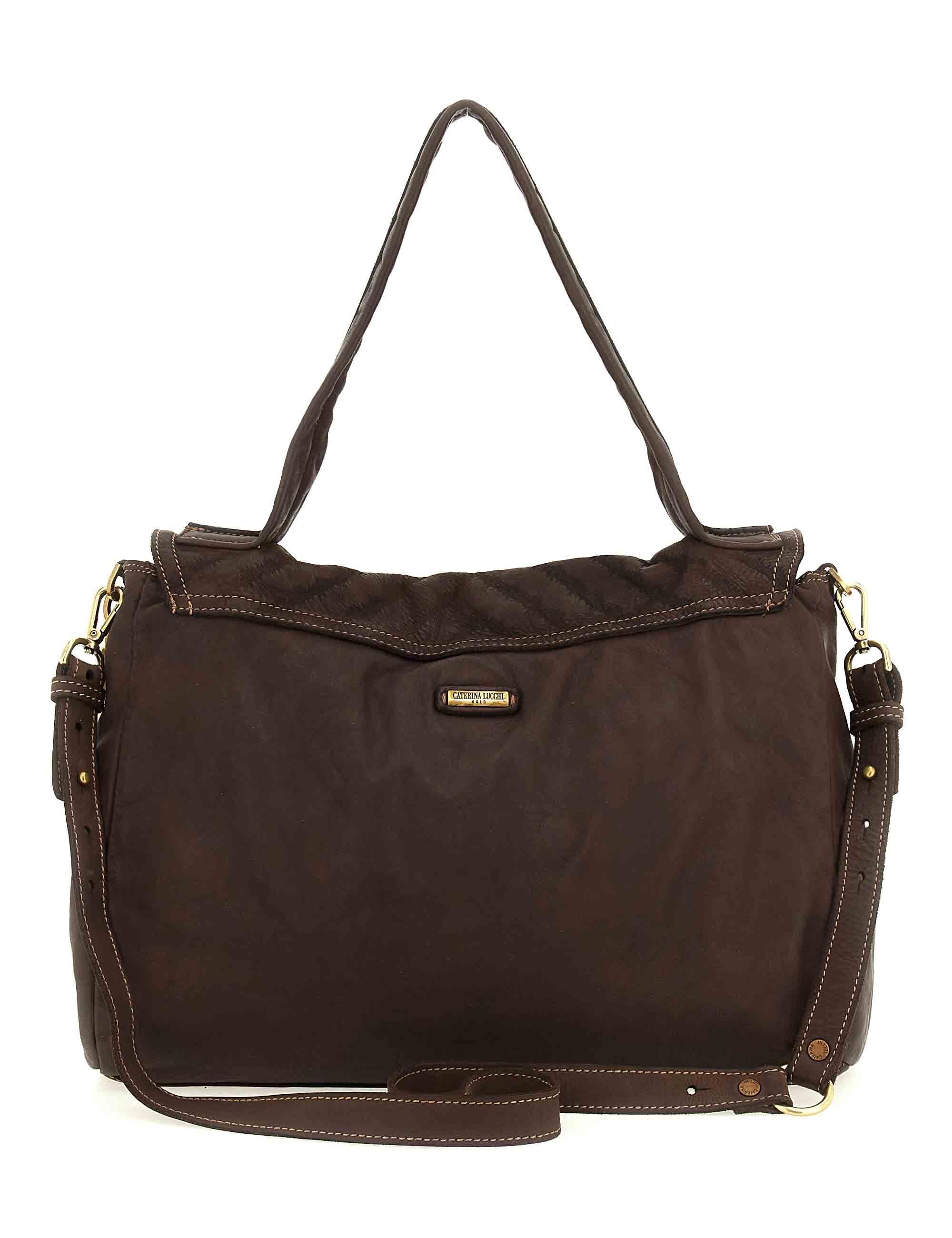 Borse Grandi a Spalla Maria in Pelle Marrone Laserata Donna L012740ND X2913 C1501