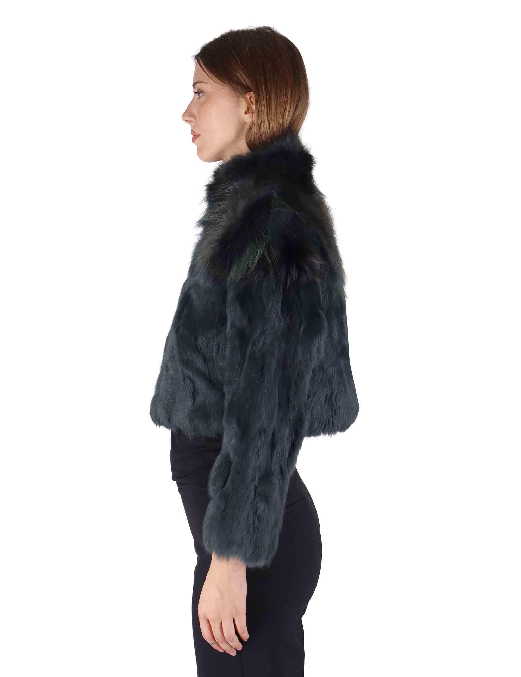 Giubbotti bomber corti donna in lapin blu con zipBomber corti in lapin blu SP24102 002 Spatarella 