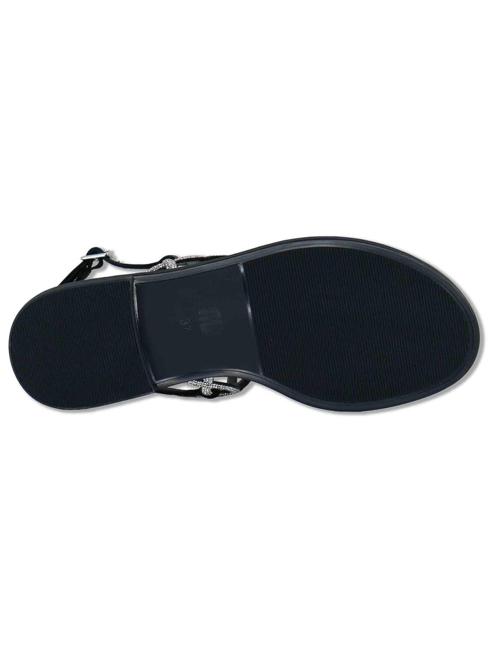 Sandali flat donna in pelle e strass argento con cinturino regolabile Illion 888Z00HG 09-PLOMO Bibi Lou 