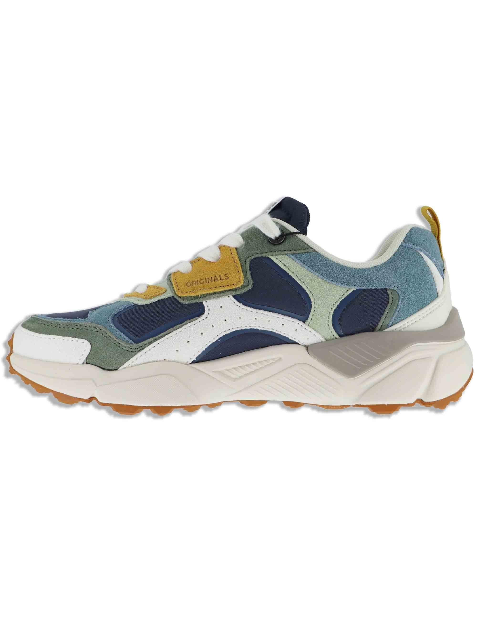Sneakers uomo in pelle e tessuto blu con suola alta GARNER 023 Colmar 