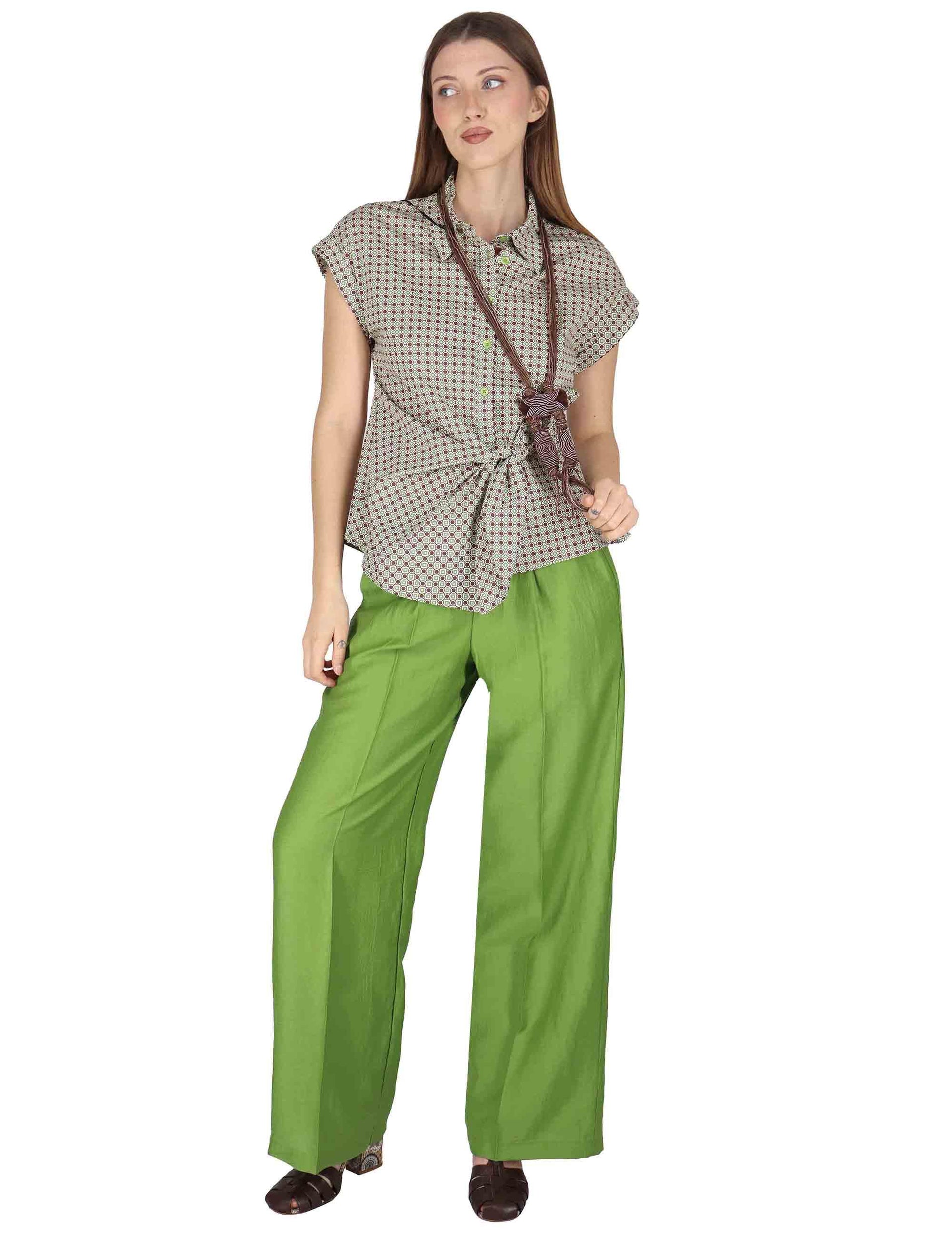 Camicie smanicate donna Knotted Shirt in cotone verde con cintura JABCM0001-F1385-1242 7046 Justmine 