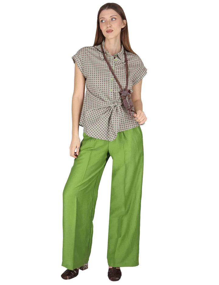 Camicie smanicate donna Knotted Shirt in cotone verde con cintura JABCM0001-F1385-1242 7046 Justmine 