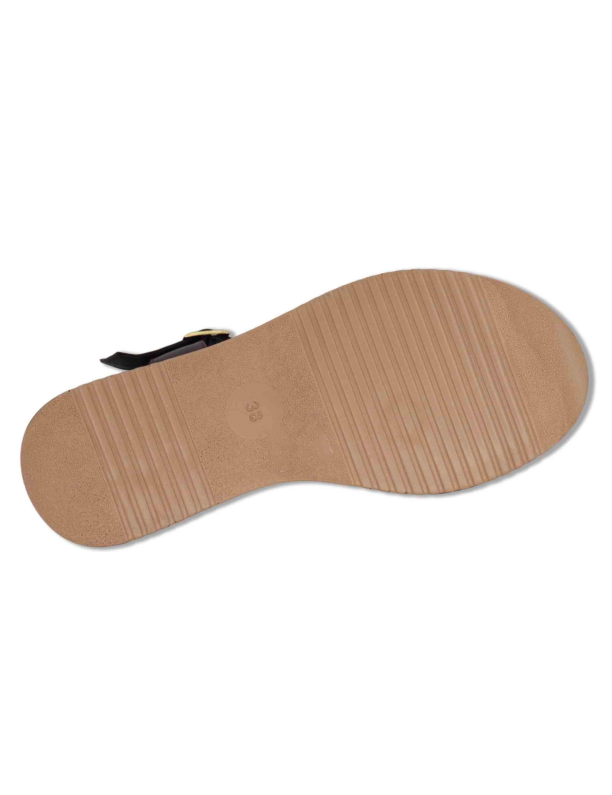 Sandali donna in pelle marrone con cinturino alla caviglia e zeppa media SP230935 029 Spatarella 
