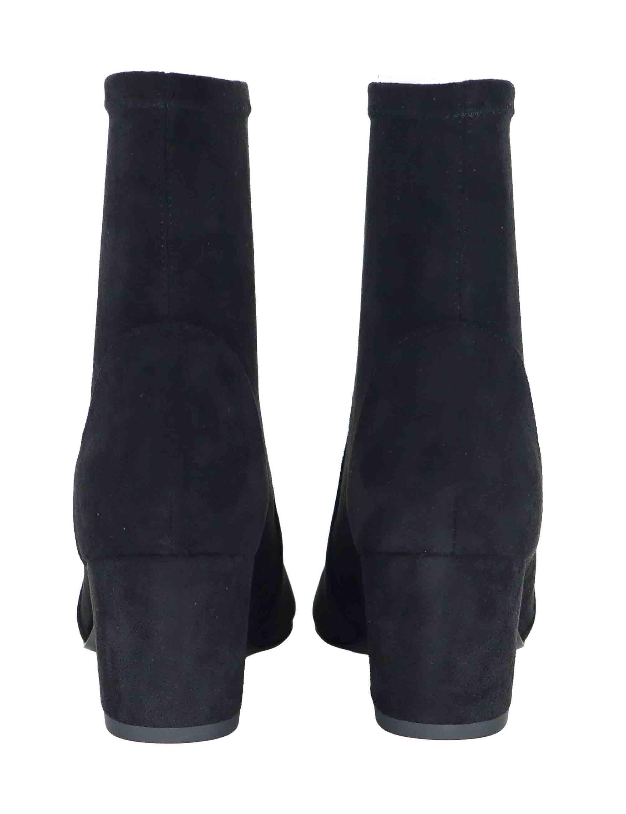 Stivaletti donna in tessuto elasticizzato nero con tacco medio 506T82VK 03 Bibi Lou 