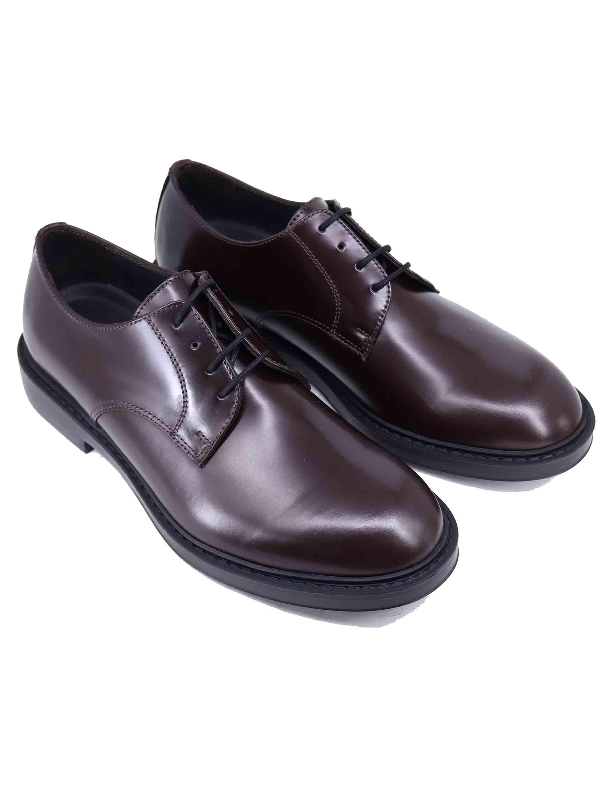 Stringate uomo in pelle lucida testa di moro 22938 D-VP1M Antica Cuoieria 