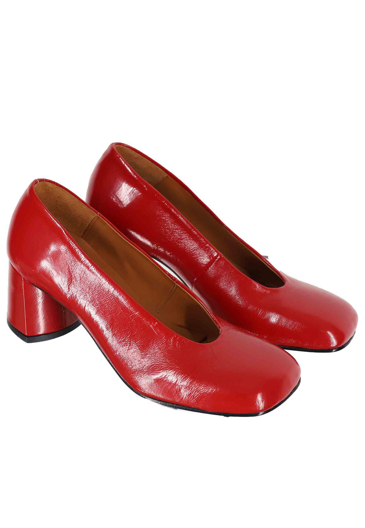 Decollete donna in pelle rossa con punta tonda ALBA 005 Manuel Costa 