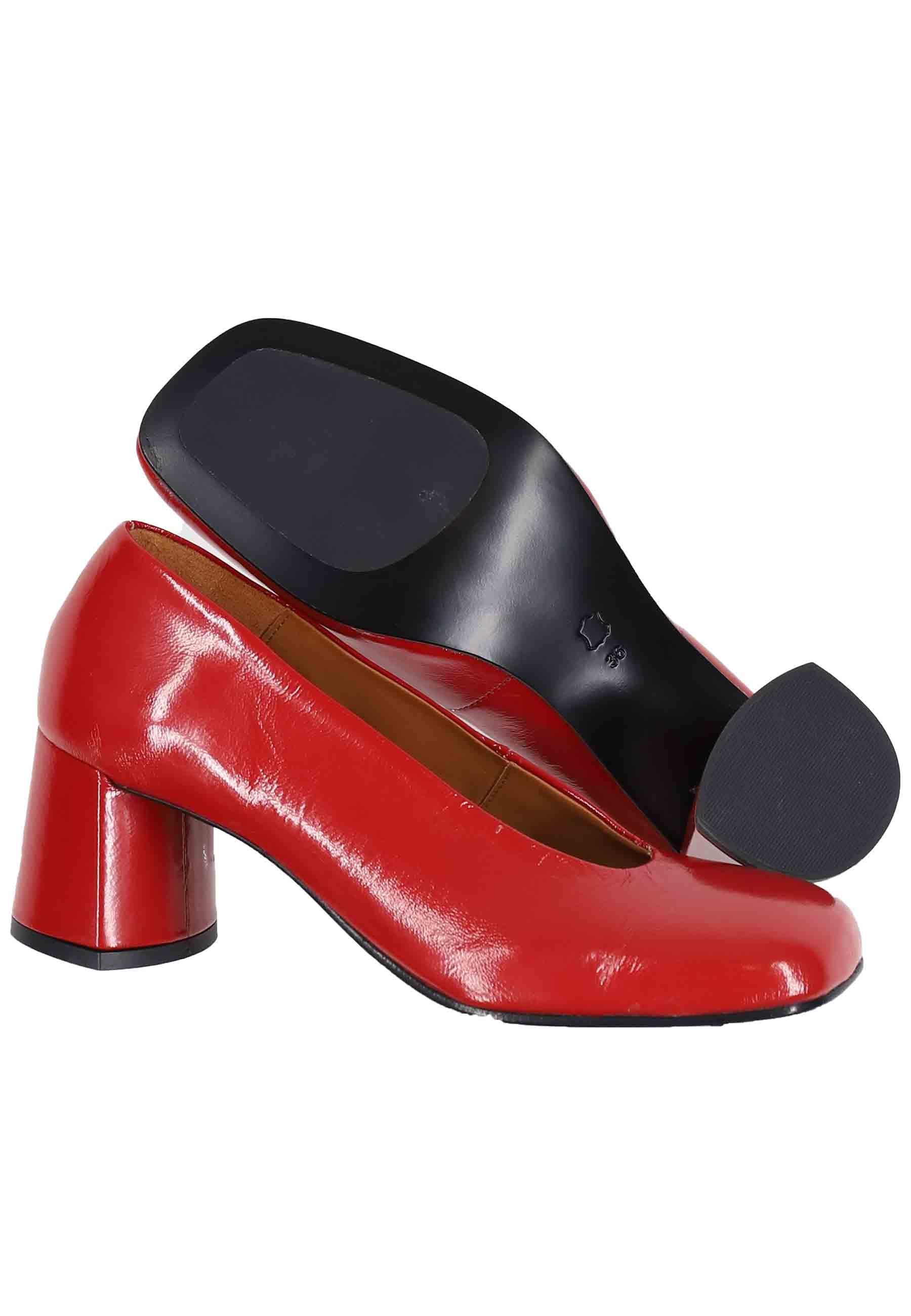 Decollete donna in pelle rossa con punta tonda ALBA 005 Manuel Costa 