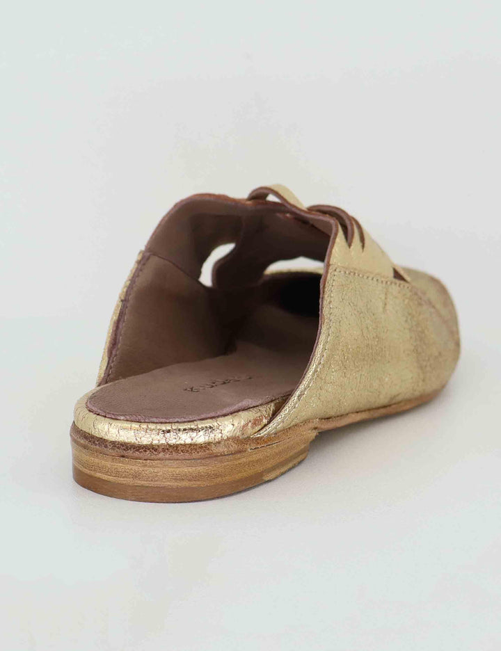 Mule donna in pelle laminta oro tacco basso 514150 075 Kudetà 