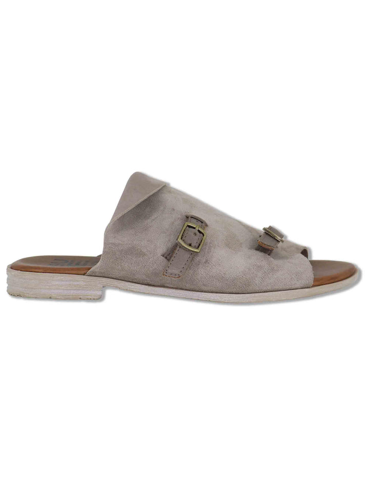 Sandali bassi donna in camoscio taupe con cinturini in pelle WG2207 40936 Bueno 