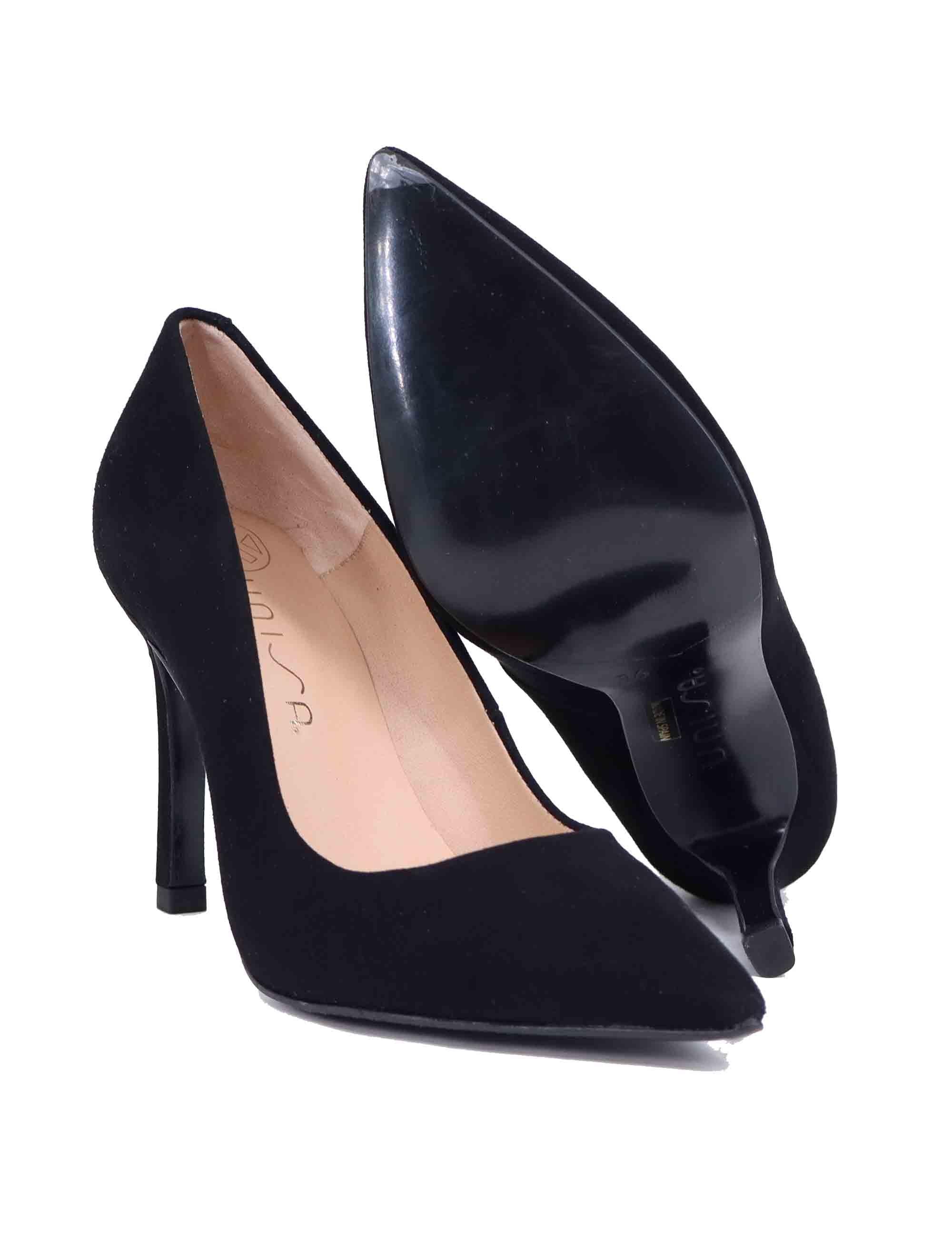 Decollete donna in camoscio nero tacco alto TOLLER KS BLACK Unisa 