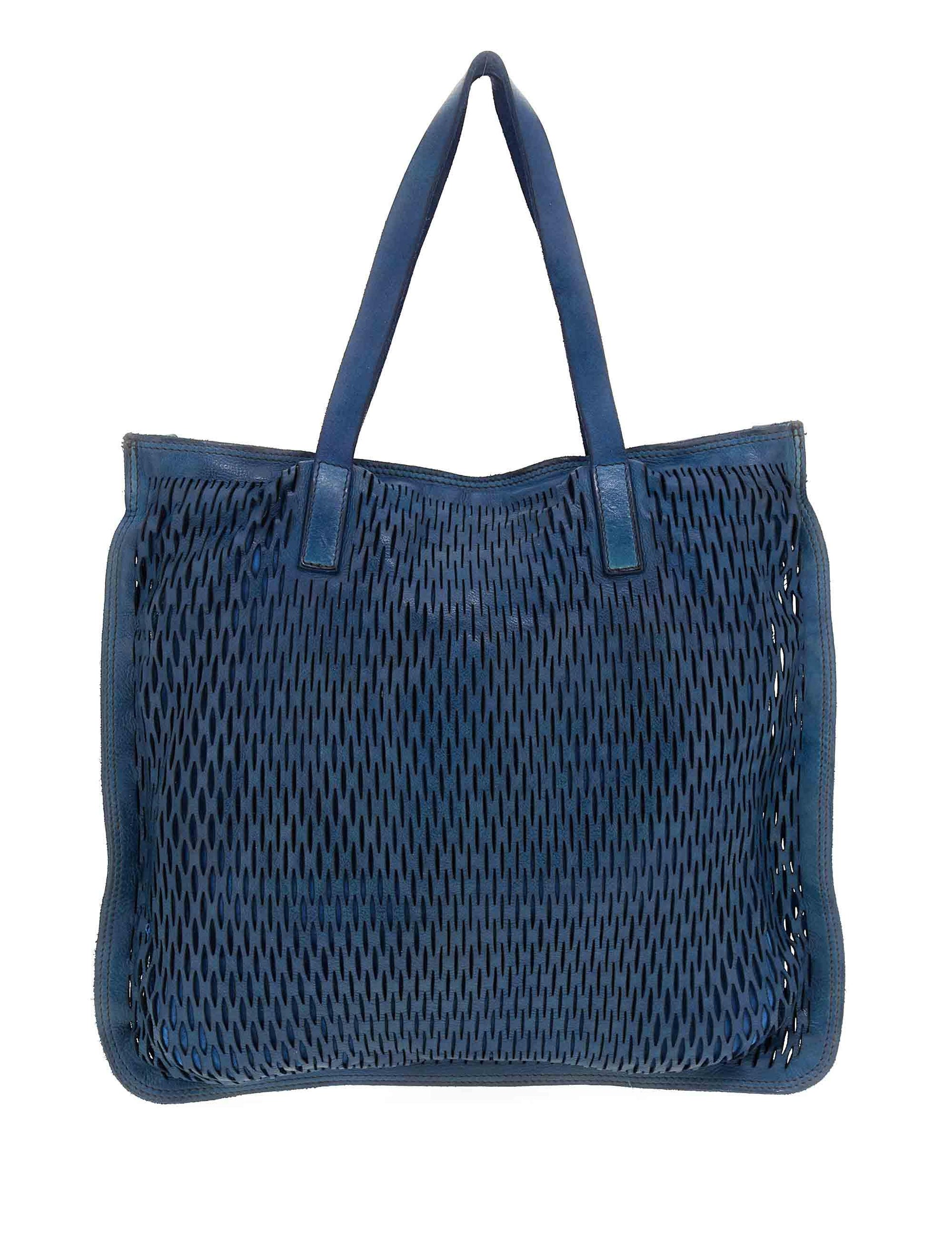 Shopping bag donna Mangrovia in pelle laserata blu C040720ND X2489 C3019 Campomaggi 