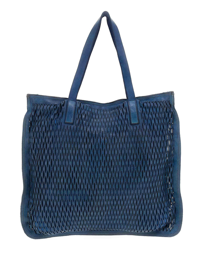 Shopping bag donna Mangrovia in pelle laserata blu C040720ND X2489 C3019 Campomaggi 