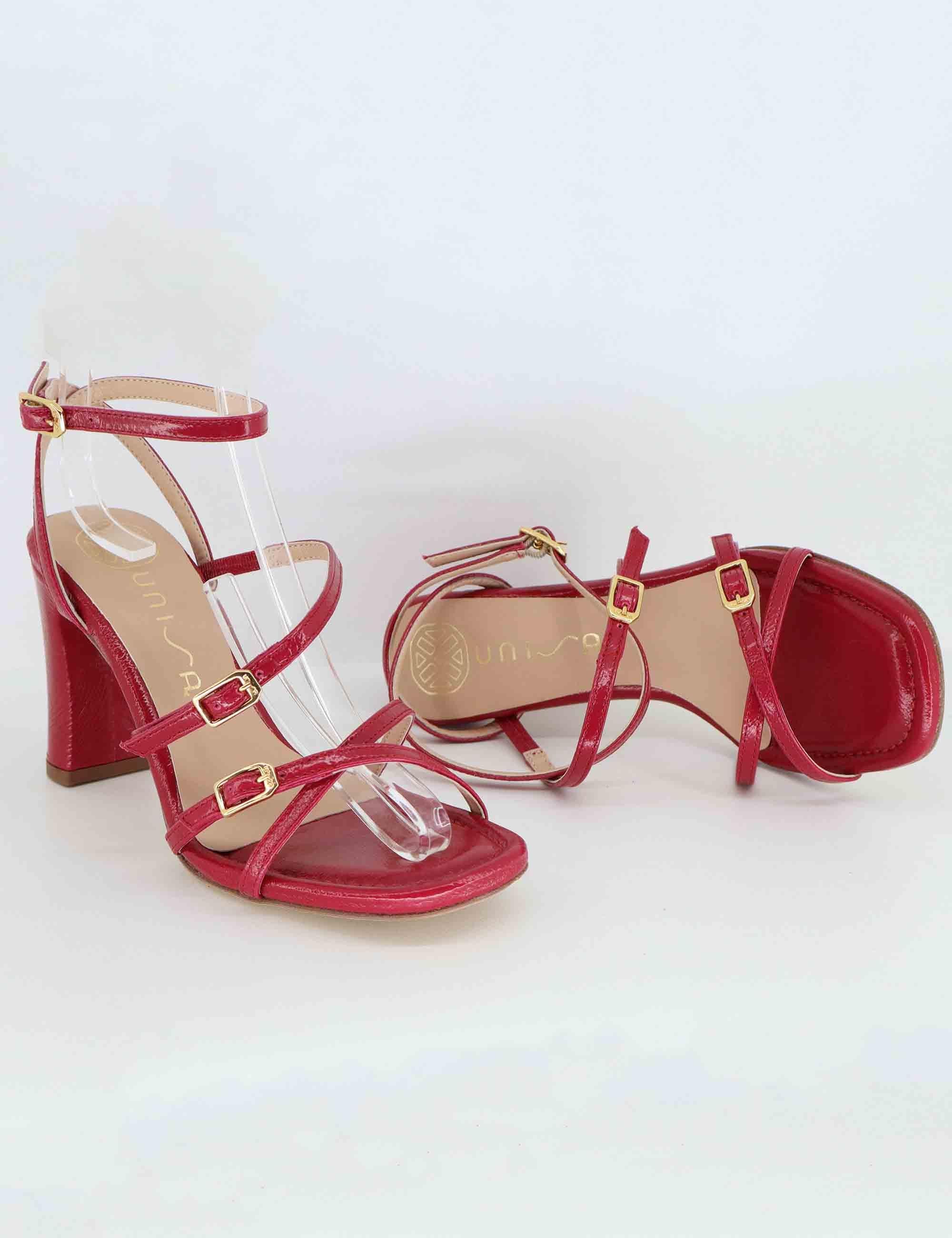 Sandali donna in pelle bordeaux tacco alto con cinturino alla caviglia SILVY GIA_CRANBERRY Unisa 