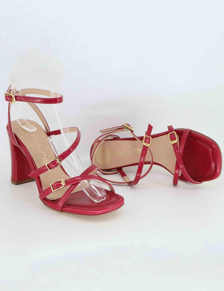 Sandali donna in pelle bordeaux tacco alto con cinturino alla caviglia SILVY GIA_CRANBERRY Unisa 