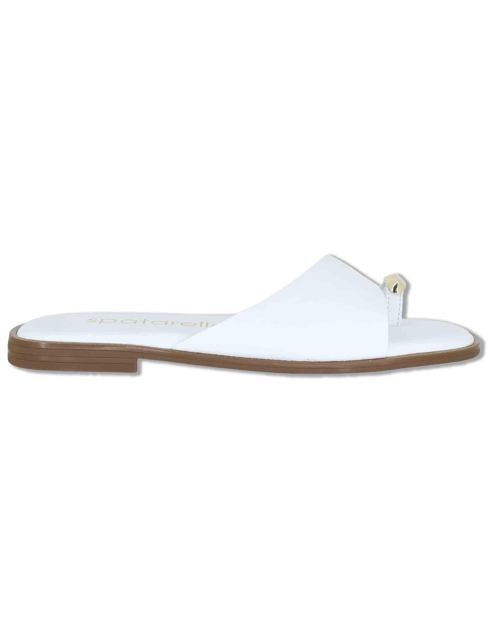 Sandali bassi donna infradito in pelle bianca con anello SP262050 002 Spatarella 