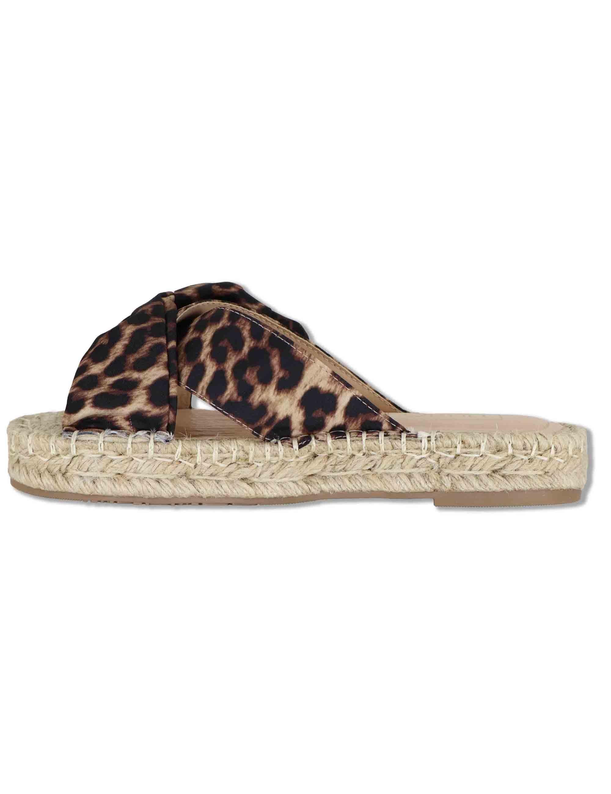 Sandali donna espadrillas in tessuto animalier con incrocio e fiocco PAROS 03 LEOPARD Liu-Jo 